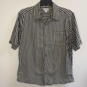 Carhartt Mens Short Sleeve Button Up Shirt Checkered Plaid Black Yellow White XL